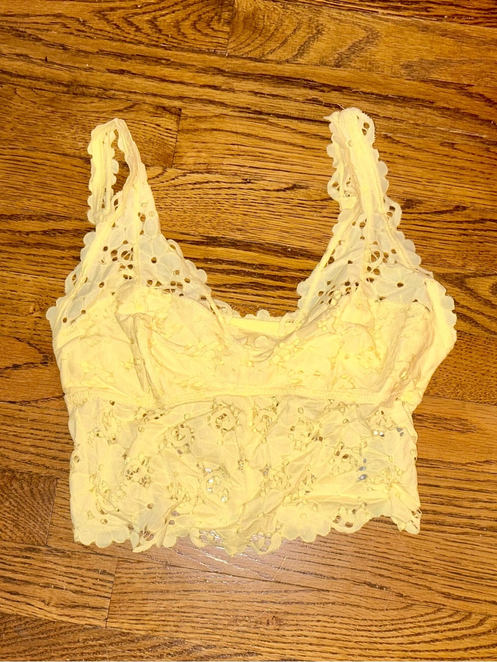 Yellow Aerie Eyelet Crop Top